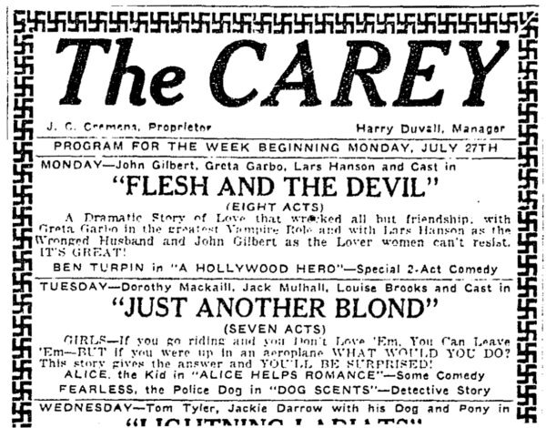 Carey theater June 1927