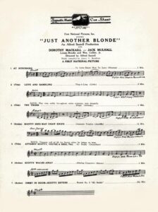 Just Another Blonde cue sheet