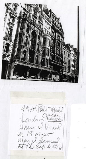 Pall Mall snapshot and handwritten annotation