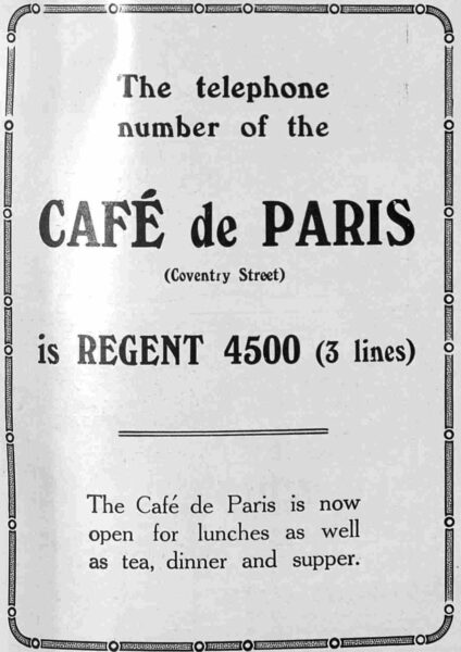 Cafe de Paris advertisement