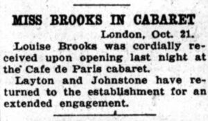 Miss Brooks in Cabaret newspaper article
